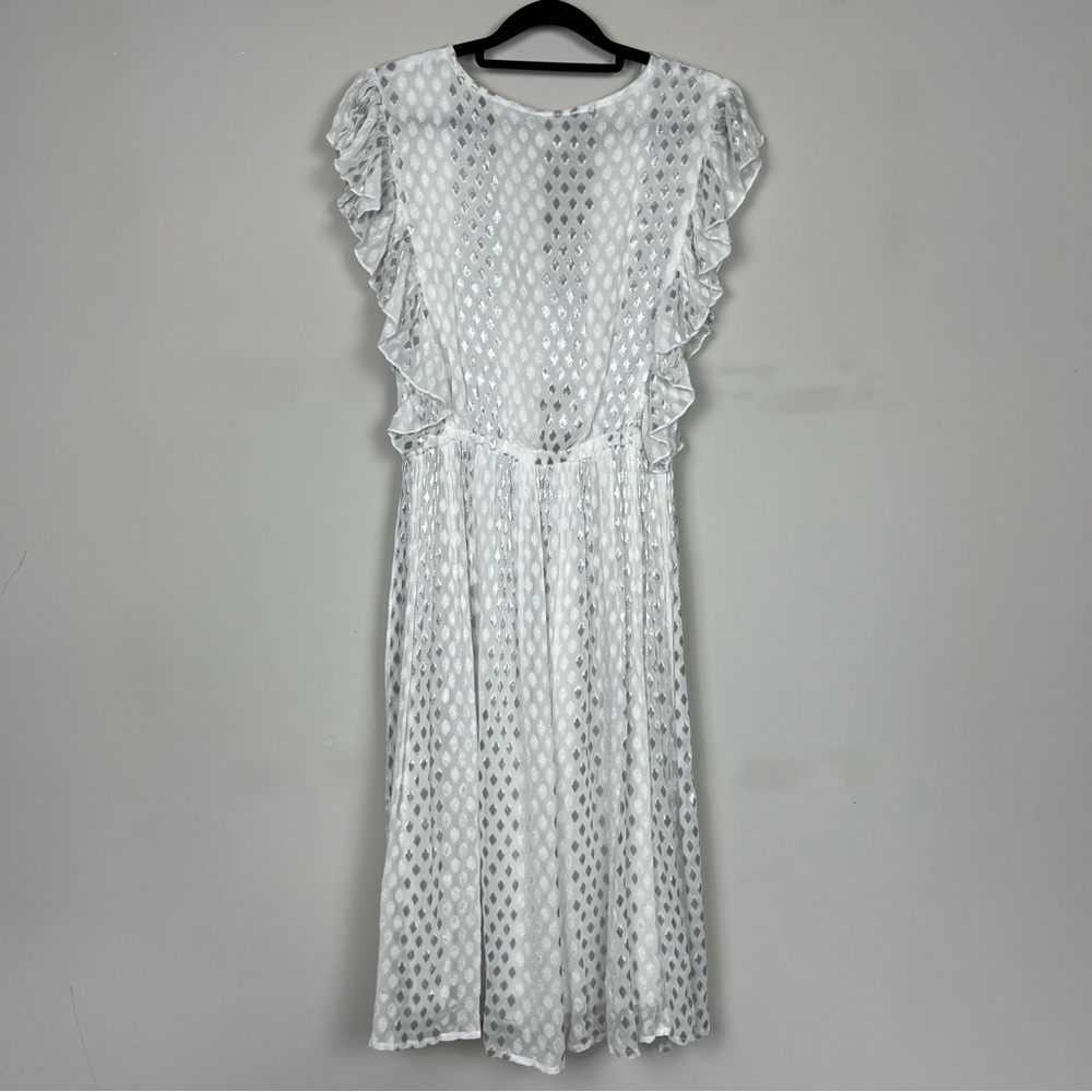 NWT ANTHROPOLOGIE RAGA WHISKED AWAY SURPLICE DRESS IN SILVER WHITE SIZE SMALL - Picture 11 of 15